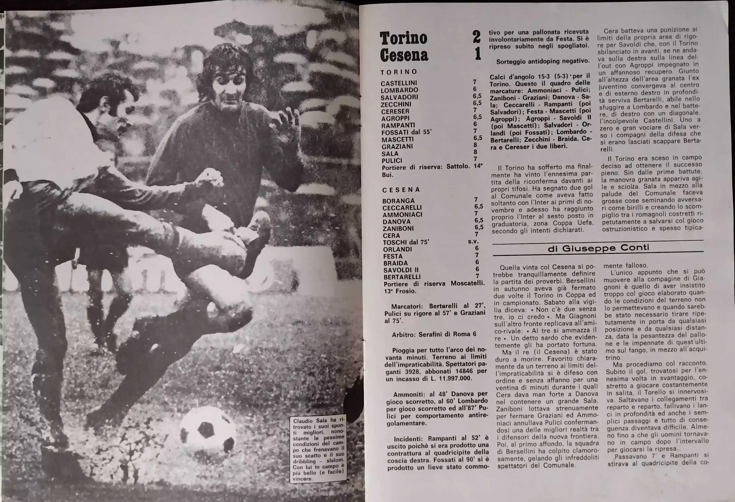 CalcioFilm, Sargraf, 6 febbraio 1974, n. 16, pp. 12-13, Torino-Cesena 1973-74