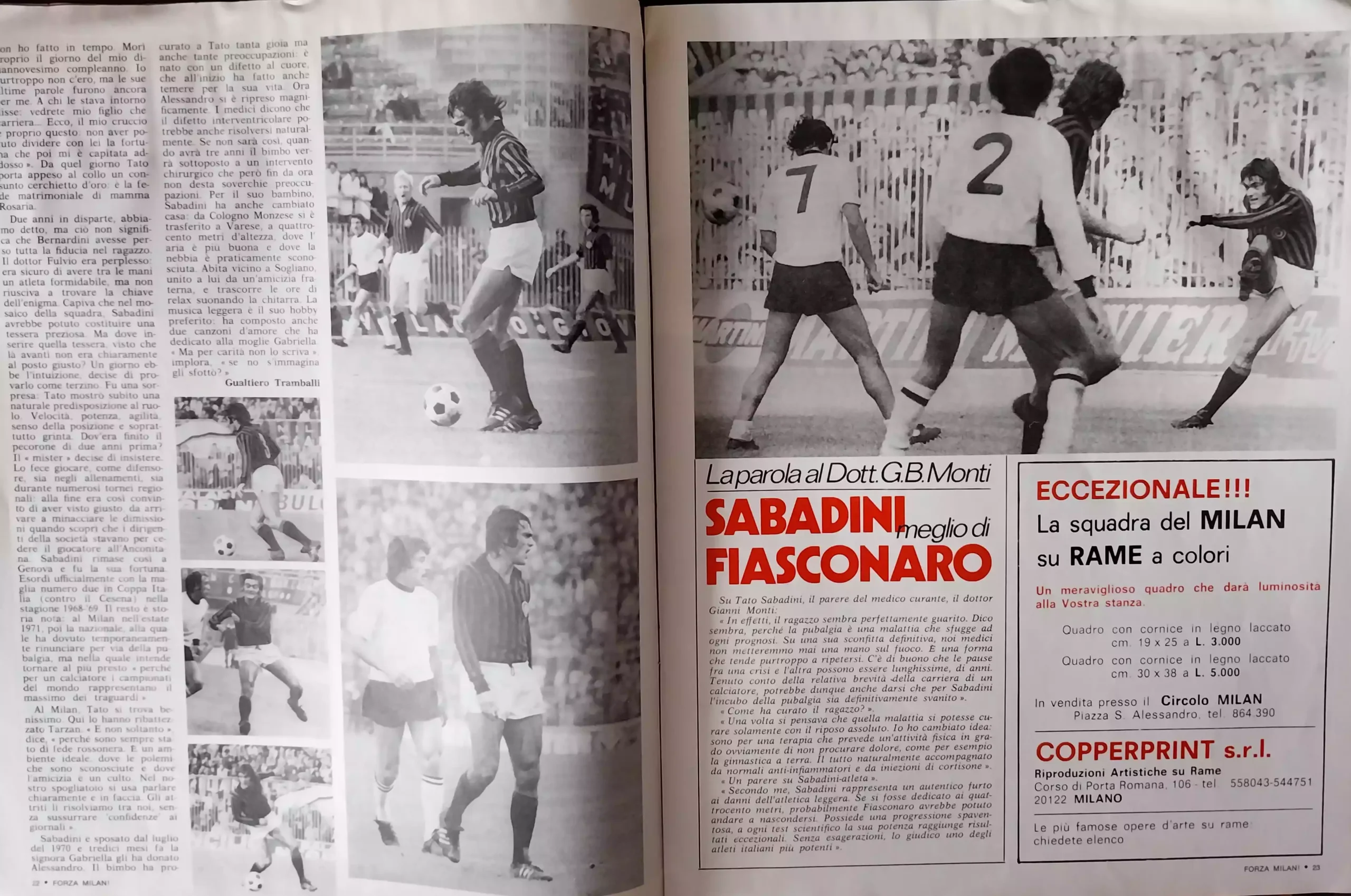 Forza Milan!, Novembre 1973, n. 11, pp. 22-23, Cesena-Milan