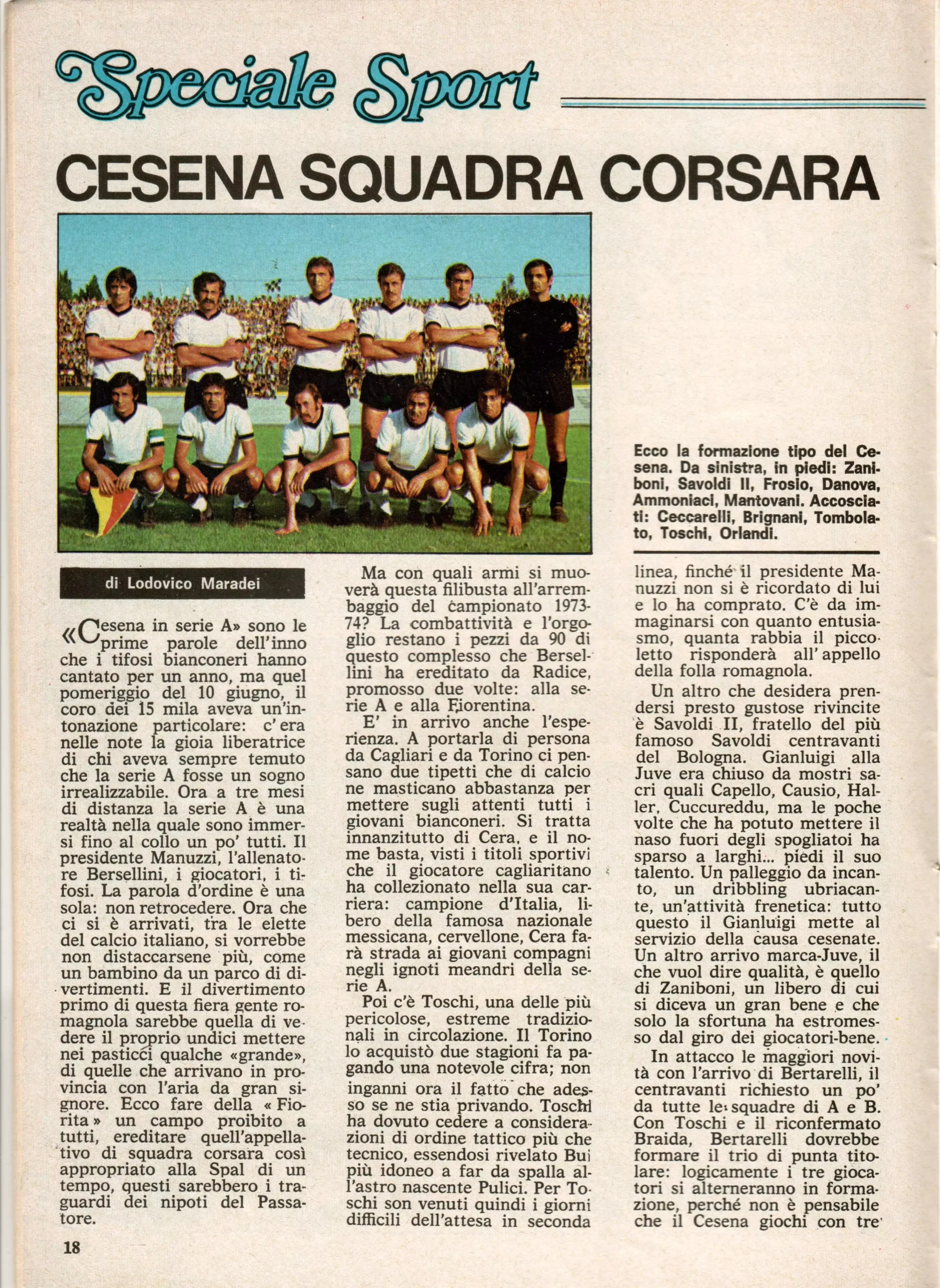 Panini, Modena, Paladino dei Ragazzi, ottobre 1973, n. 10, p. 18, presentazione Cesena