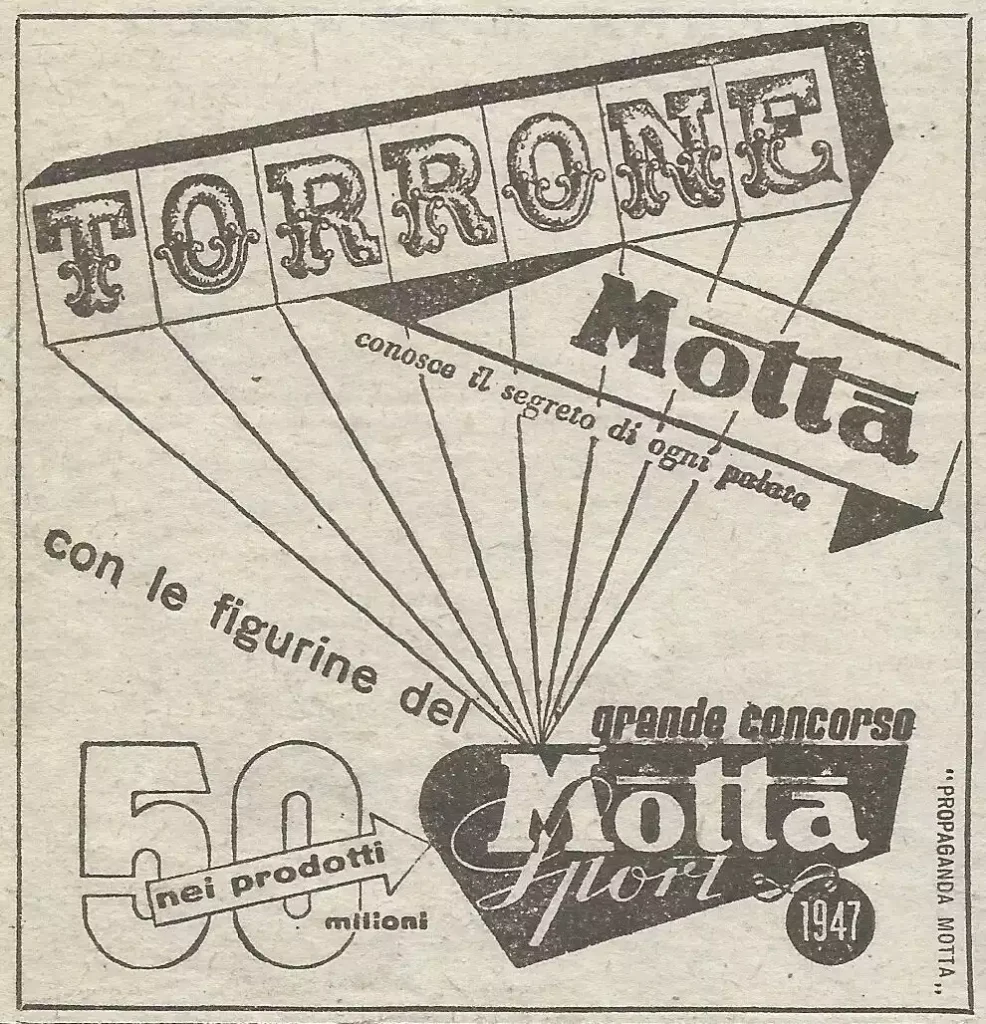 Pubblicità Motta Concorso Motta Sport 1947 1946-47