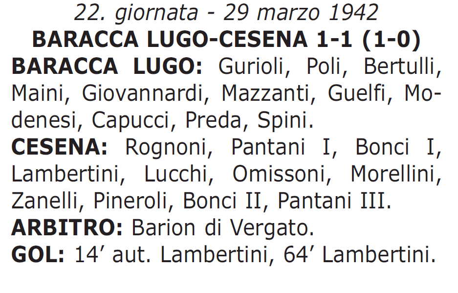 BARACCA LUGO-CESENA 1941-42