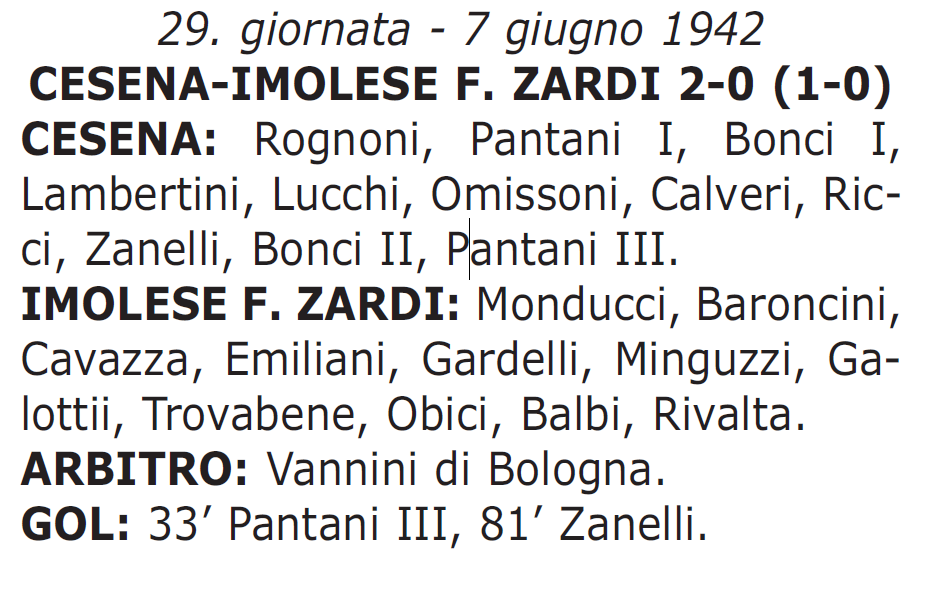 CESENA-IMOLESE F. ZARDI 1941-42