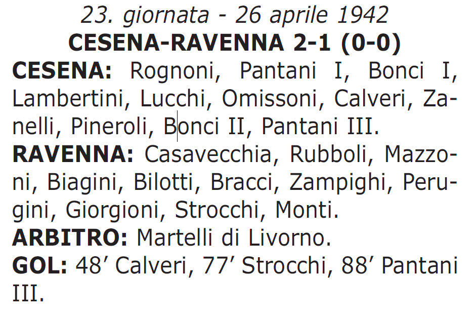 CESENA-RAVENNA 1941-42