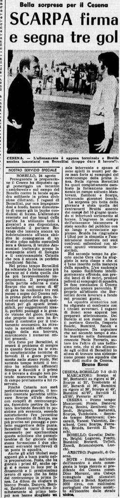 1973-74 1° Squadra Amichevole 05 Borello-Cesena 3-7 GazzettaSport