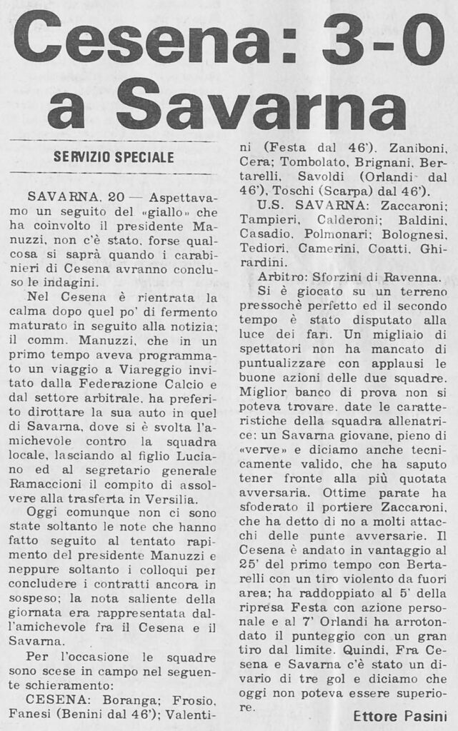 1973-74 1° Squadra Amichevole 09 Savarna-Cesena 0-3 Stadio