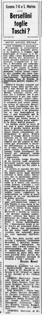 1973-74 1° Squadra Amichevole 14 San Marino-Cesena 0-7 GazzettaSport