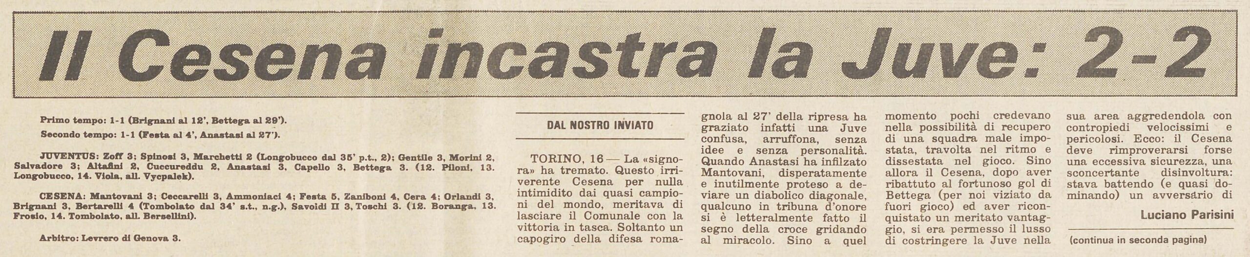 1973-74 1° Squadra Campionato Serie A andata giornata 09 Juventus-Cesena 2-2 Stadio parte1