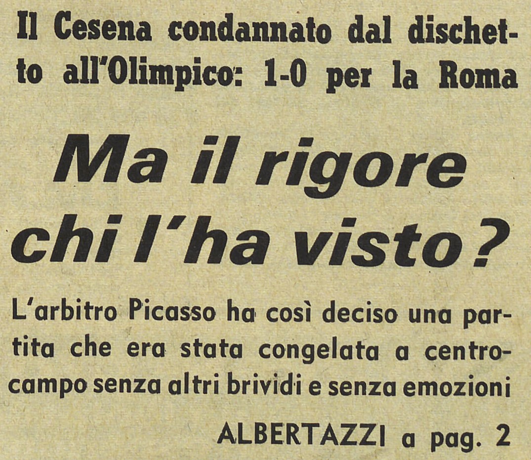 1973-74 1° Squadra Campionato Serie A andata giornata 14 Roma-Cesena 1-0 Stadio parte1