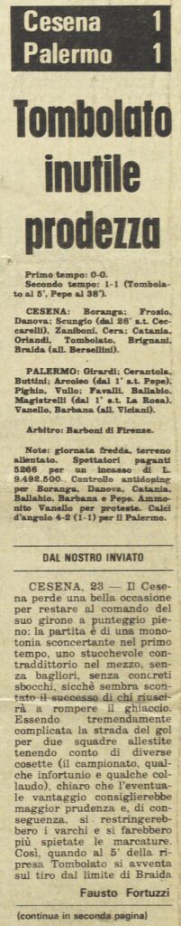 1973-74 1° Squadra Coppa Italia gironi finali andata giornata 02 Cesena-Palermo 1-1 Stadio parte1