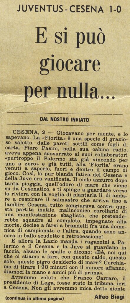 1973-74 1° Squadra Coppa Italia gironi finali ritorno giornata 03 Cesena-Juventus 0-1 Stadio parte1
