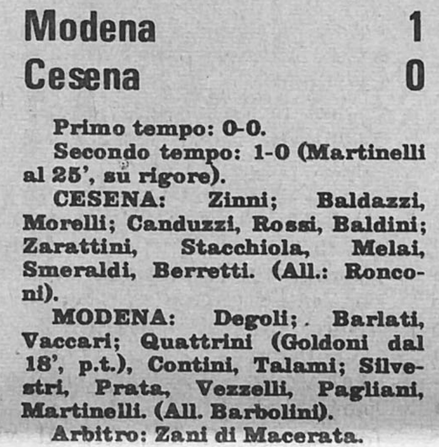 1973-74 Primavera Campionato ritorno giornata 01 Cesena-Modena 0-1 Stadio
