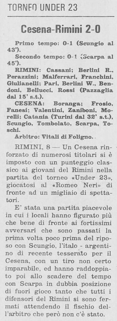 1973-74 Under23 Campionato andata giornata 03 Rimini-Cesena 0-2 Stadio