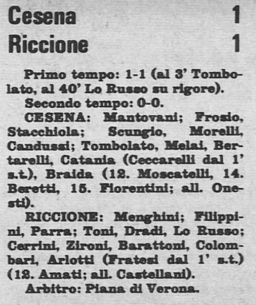 1973-74 Under23 Campionato ritorno giornata 09 Cesena-Riccione 1-1 Stadio