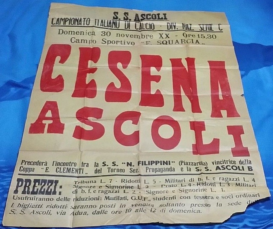 Locandina Ascoli-Cesena 1941-42