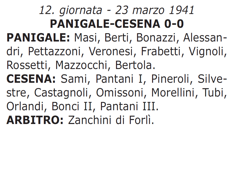 PANIGALE-CESENA-1940-41 tabellino
