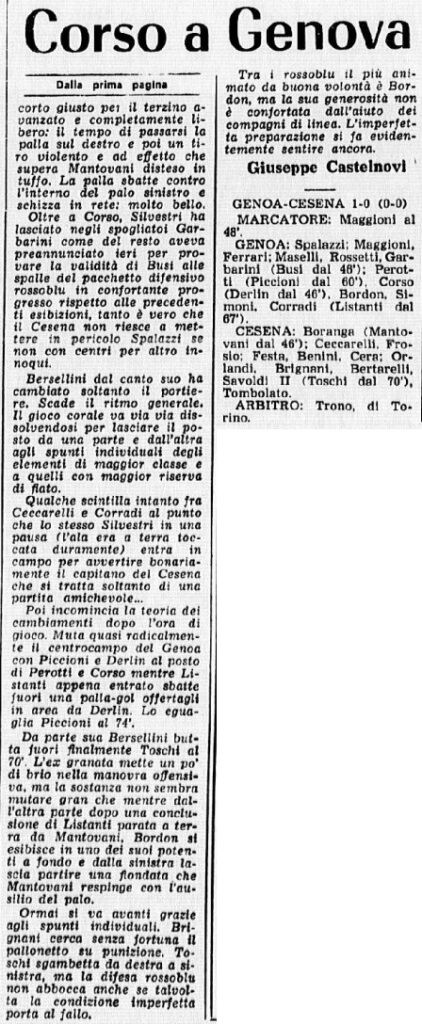 1973-74 1° Squadra Amichevole 04 Genoa-Cesena 1-0 GazzettaSport parte2