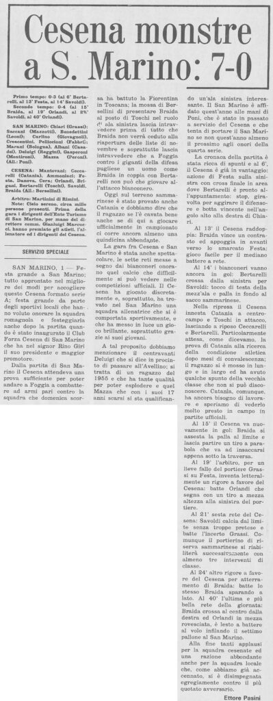 1973-74 1° Squadra Amichevole 14 San Marino-Cesena 0-7 Stadio