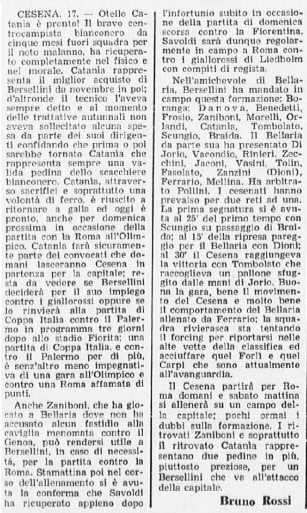 1973-74 1° Squadra Amichevole 18 Bellaria-Cesena 1-2 GazzettaSport parte2