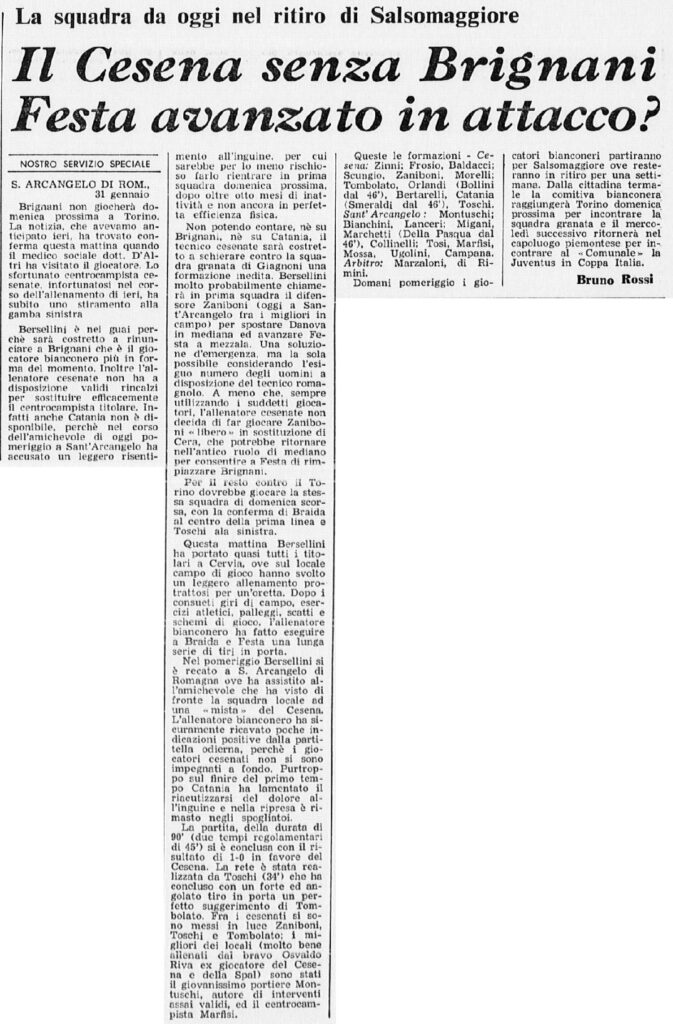 1973-74 1° Squadra Amichevole 19 Santarcangelo-Cesena 0-1 GazzettaSport