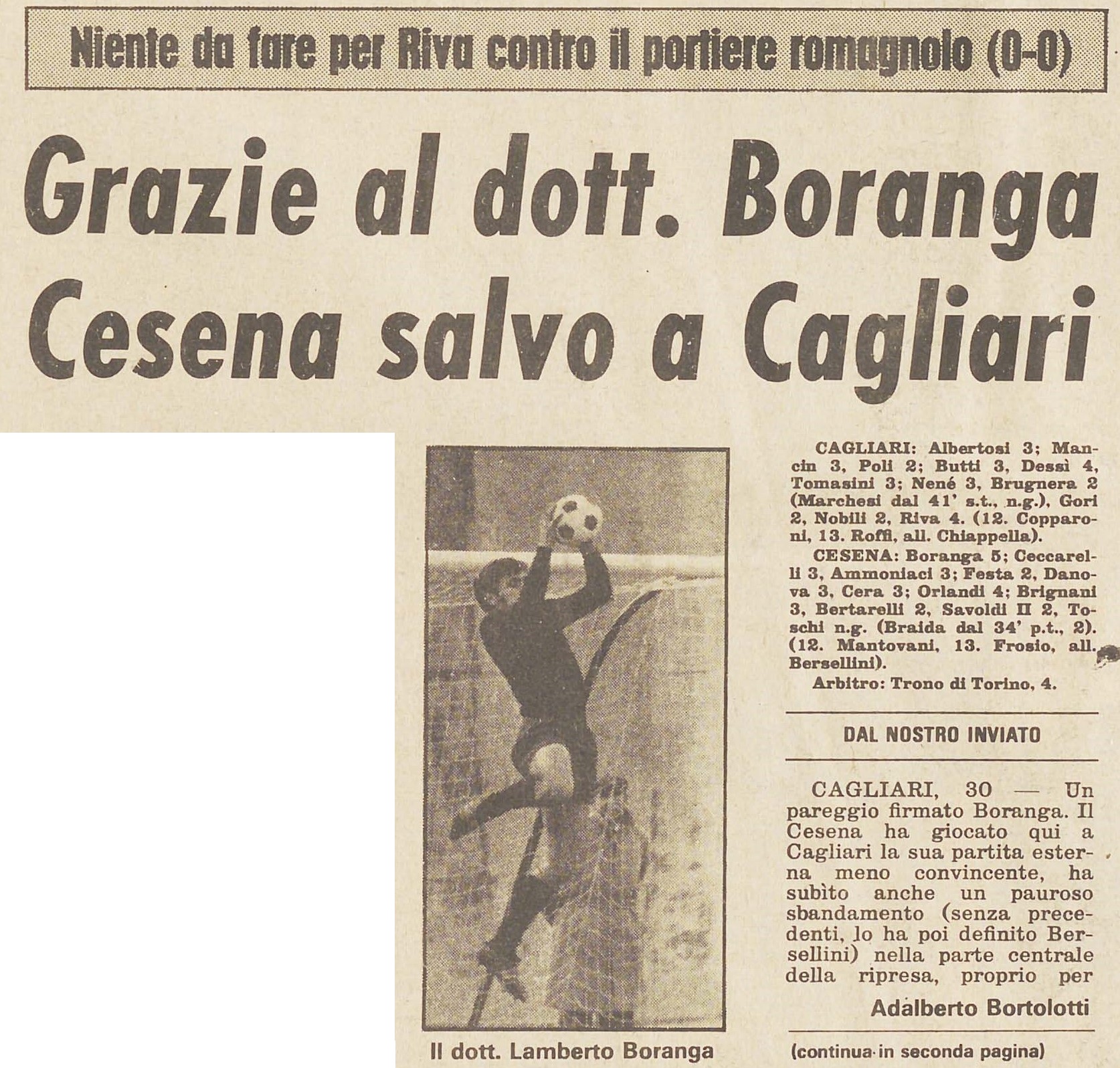 Cagliari-Cesena 1973-74 Stadio cronaca parte1