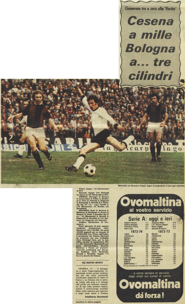 Cesena-Bologna 1973-74 Stadio cronaca parte1 Bertarelli