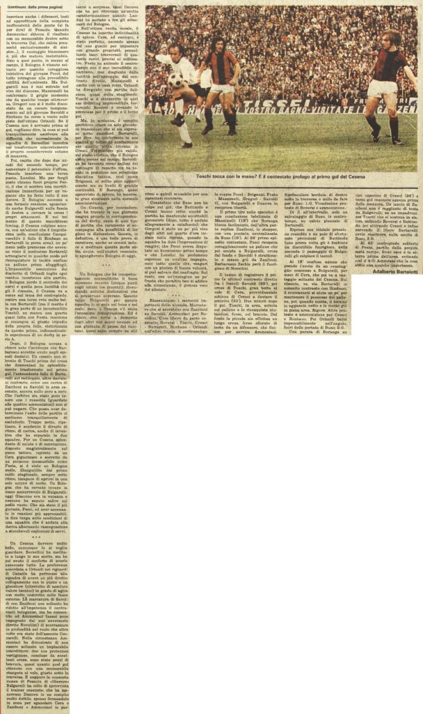 Cesena-Bologna 1973-74 Stadio cronaca parte2 Toschi
