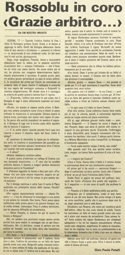 Cesena-Bologna 1973-74 Stadio interviste1