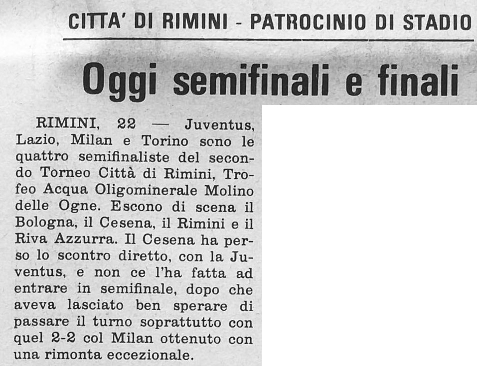 Juventus-Cesena 1973-74 Giovanissimi Torneo Città di Rimini giornata 03 Stadio parte1
