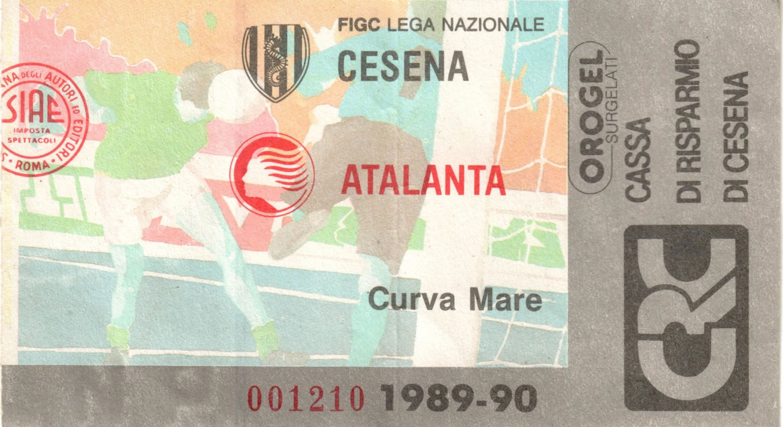Cesena-Atalanta 1989-90 biglietto