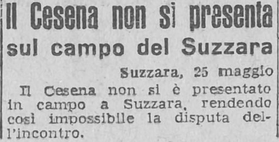 Suzzara-Cesena 1946-47 non disputata Stadio 26 maggio 1947