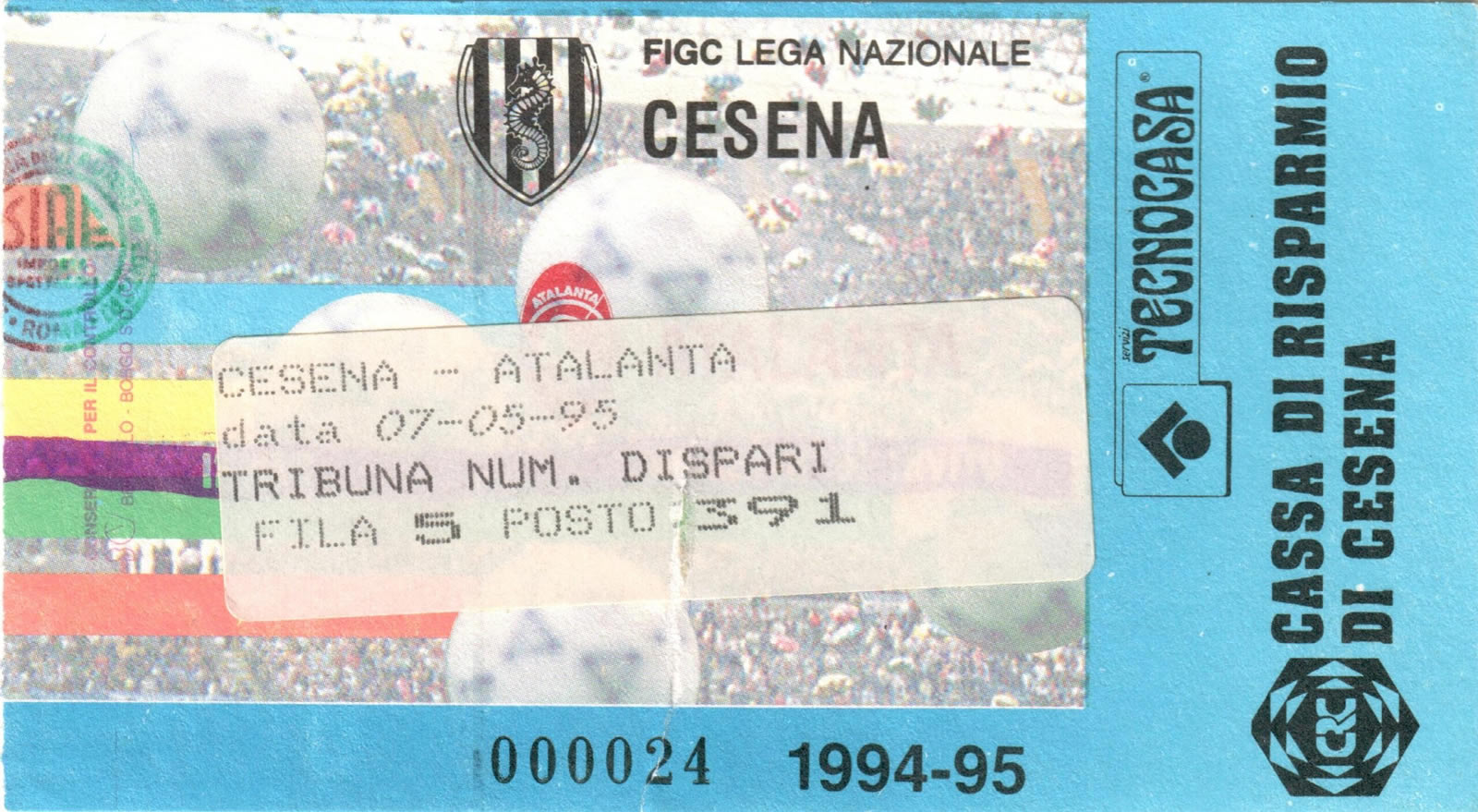 Cesena-Atalanta 1994-95 biglietto