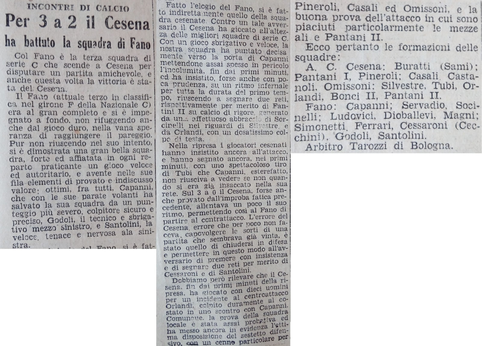 1940-41 1° Squadra Amichevole 12 Cesena-Fano 3-2 CorrierePadano