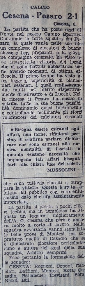 Cesena-Vis Pesaro 1941-42 amichevole CorrierePadano