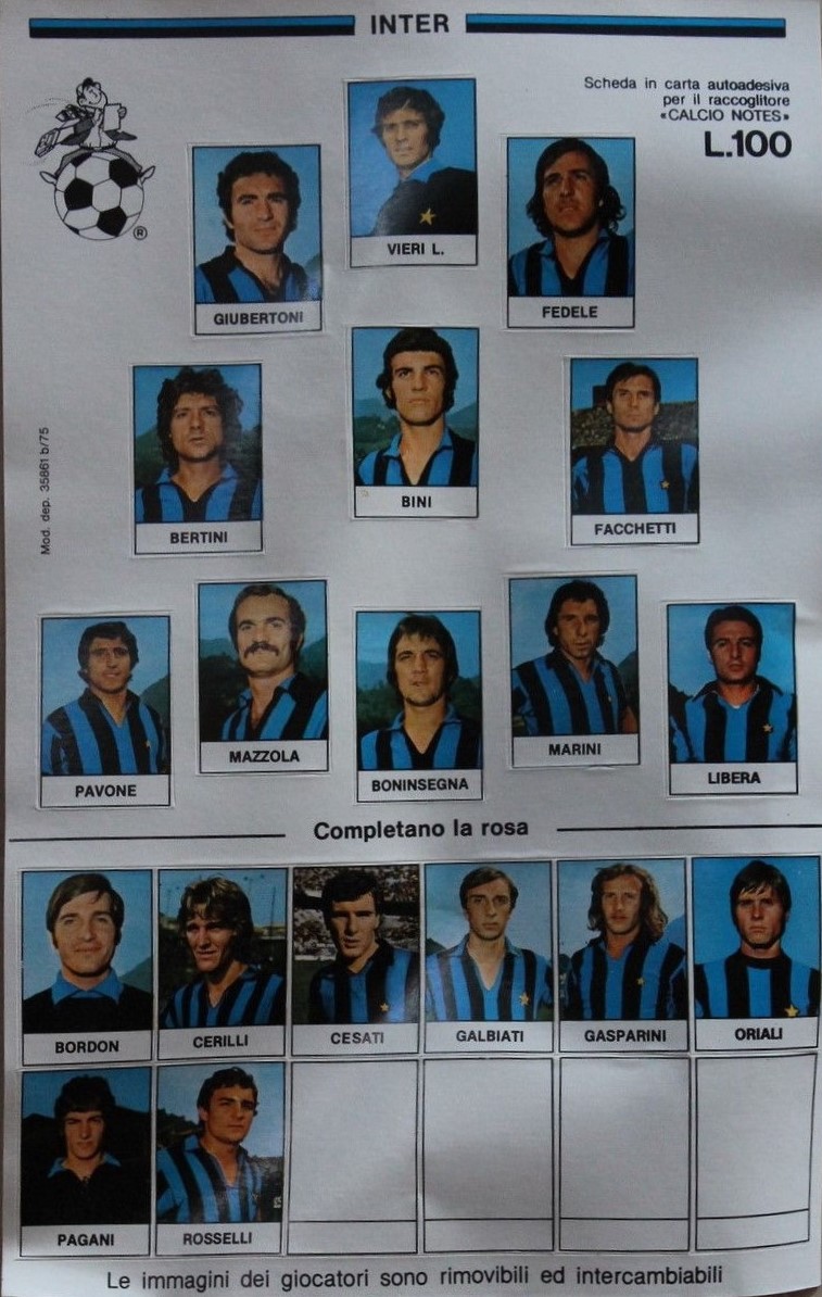 Fratelli Conte Editori Calcio Notes 1975-76 Inter